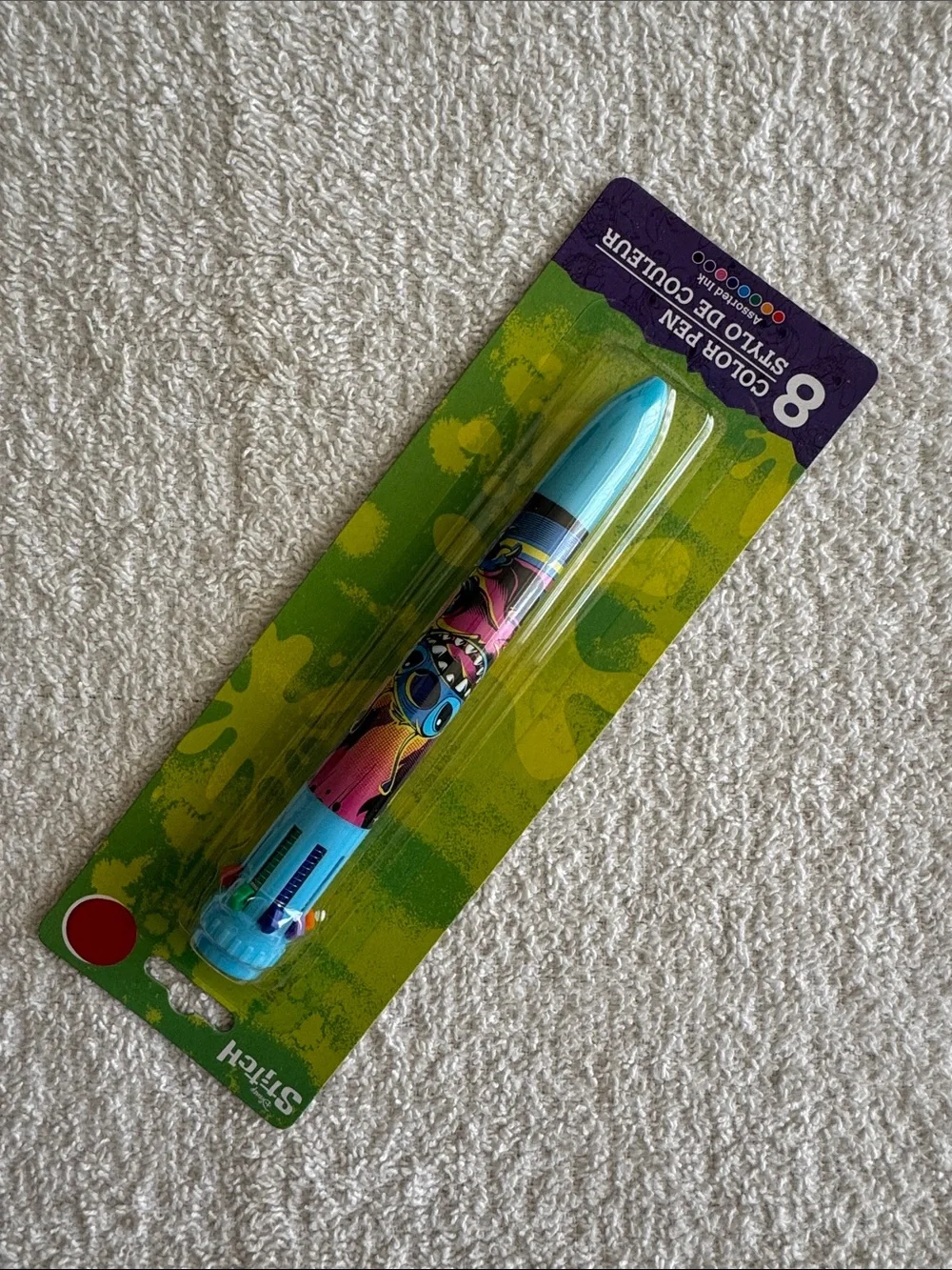 Disney Stitch 8-Color Multi Pen - Light Blue with Pink Accent